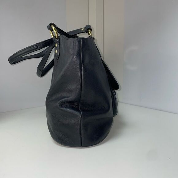 Coach Campbell Belle Black Leather Carryall Tote Shoulder Bag - Picture 4 of 11